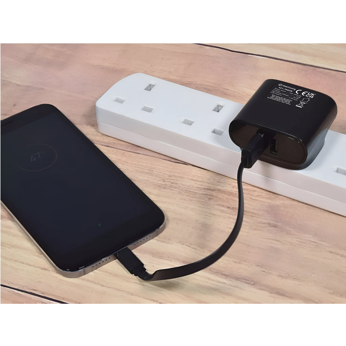 Mercury Dual USB Mains Charger Black 2.4A 421.766UK | Ideal for All your USB Devices | 2 x USB | 2400mA Max. USB Output