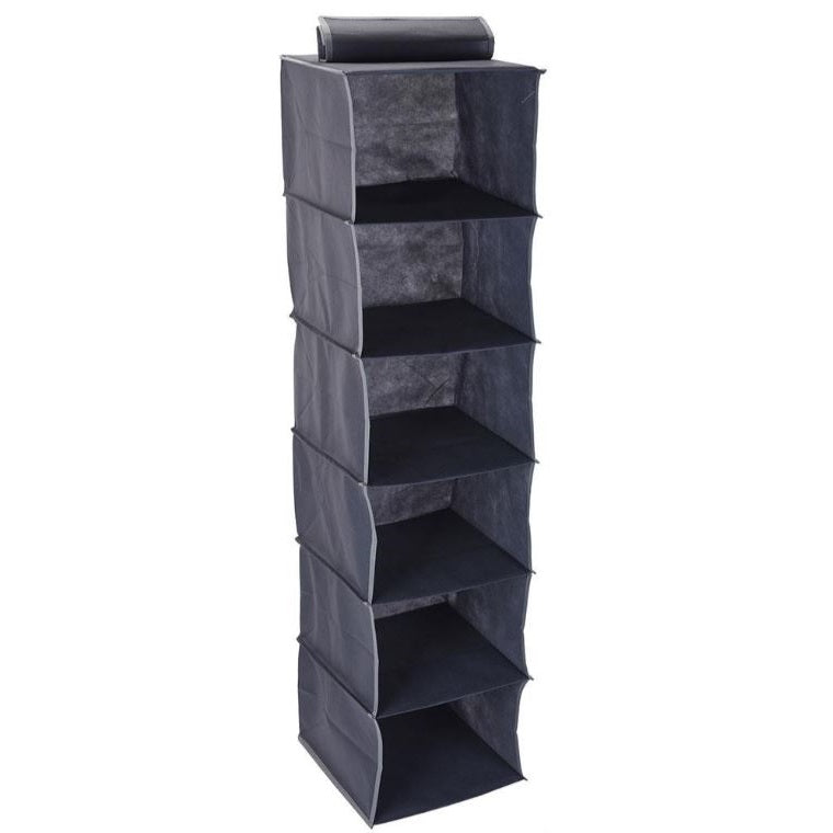 Storage Solutions 6 Shelves Hanging Organizer Grey 30cm x 30cm x 120cm 155665