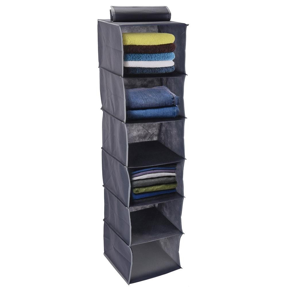 Storage Solutions 6 Shelves Hanging Organizer Grey 30cm x 30cm x 120cm 155665