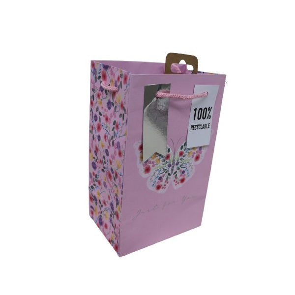 Clairefontaine Eurowrap Butterfly Just For You Motif Perfume Gift Bag Pink 12.7cm x 9cm x 20.3cm Pack of 6 35465-9C | 100 Percent Recyclable | Perfect for Small Gifts-Weddings and Special Occasions