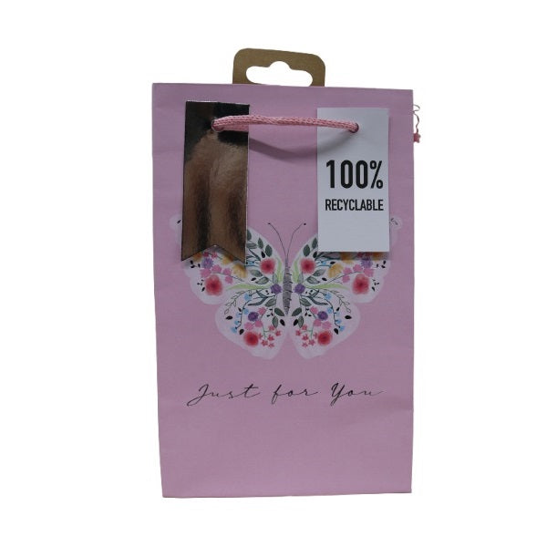 Clairefontaine Eurowrap Butterfly Just For You Motif Perfume Gift Bag Pink 12.7cm x 9cm x 20.3cm Pack of 6 35465-9C | 100 Percent Recyclable | Perfect for Small Gifts-Weddings and Special Occasions