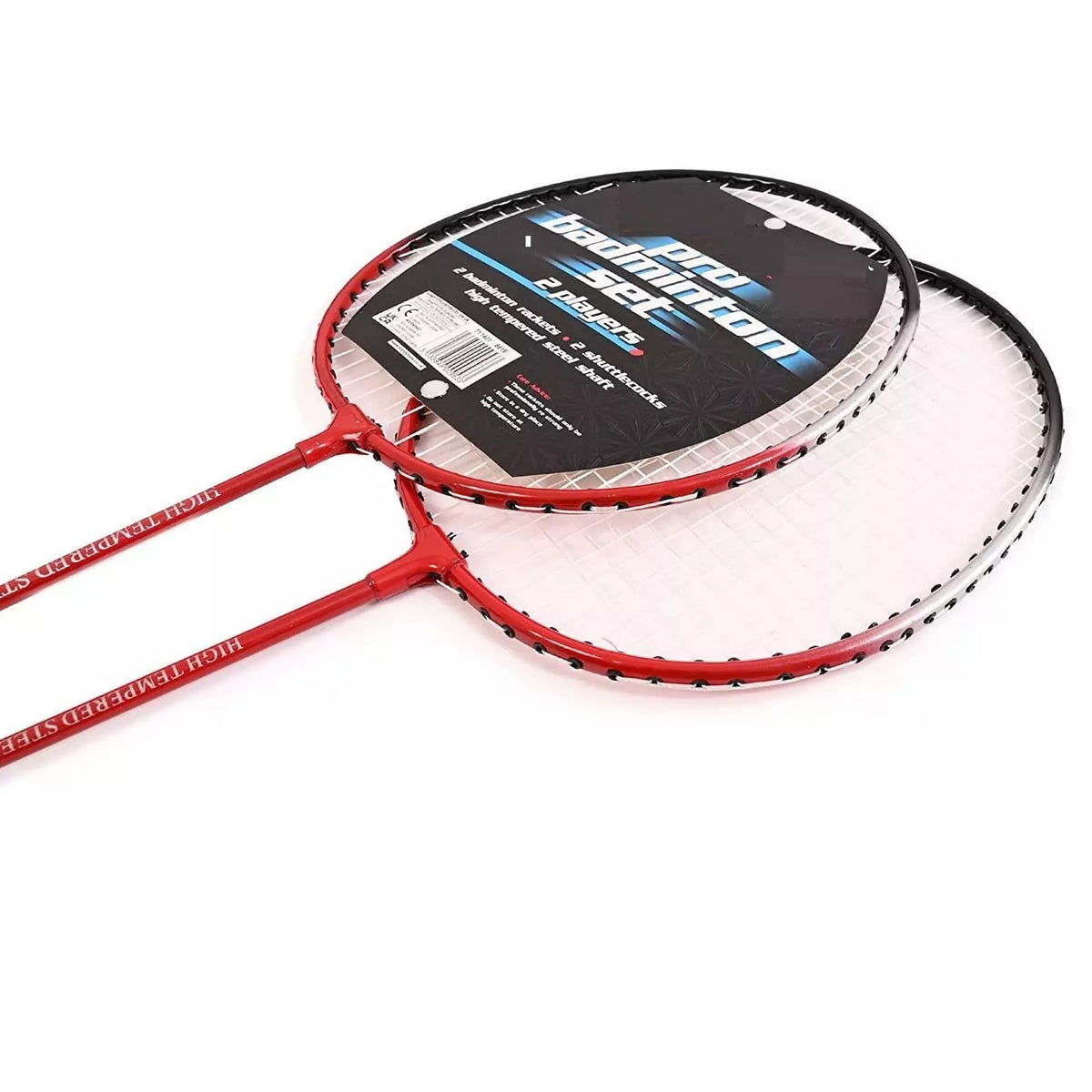 Kandy Toys 2 Players Pro Badminton Set Multicoloured TY1401 | 2 Badminton Rackets | 2 Shuttlecocks | High Tempered Steel Shaft