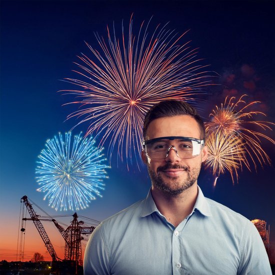 DID Adjustable Impact-Resistant Premium Safety Glasses with Black Frame Clear HW6019 | Eye Protection for Work-DIY and Labour Use | ANSI Z87.1 Approved