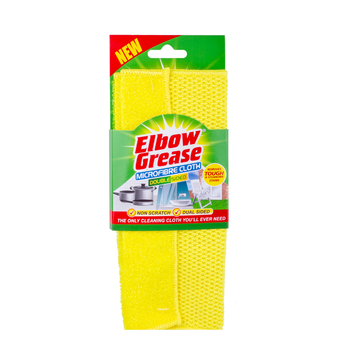 151 Elbow Grease Double Sided Microfibre Cloth Yellow EG187 | Non Scratch | Dual Sided | Removes Tough and Stubborn Stains