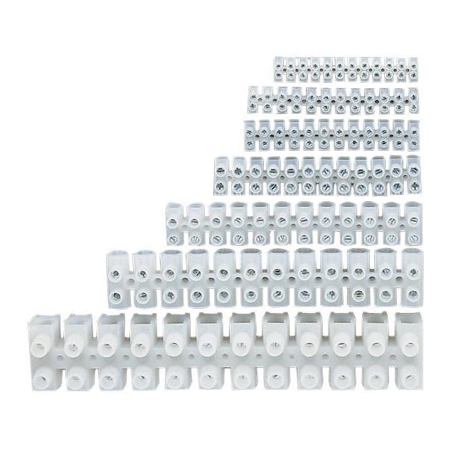 Eagle F510 12-Way Screw Terminal Block White Pack of 10 | Durable Electrical Connector for Wiring and DIY Projects | Easily Subdivided into 12 Way Strips