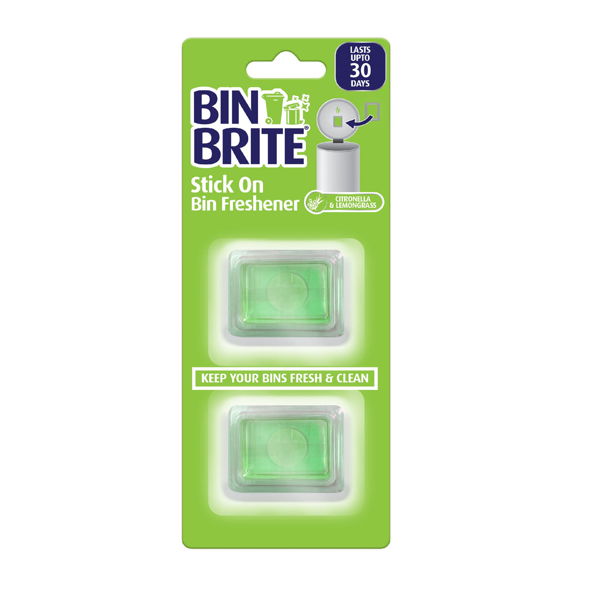 151 Bin Brite Stick On Bin Freshener Citronella and Lemon Grass Pack of 2 BB009 | Lasts upto 30 Days | Keeps your Bin Fresh and Clean