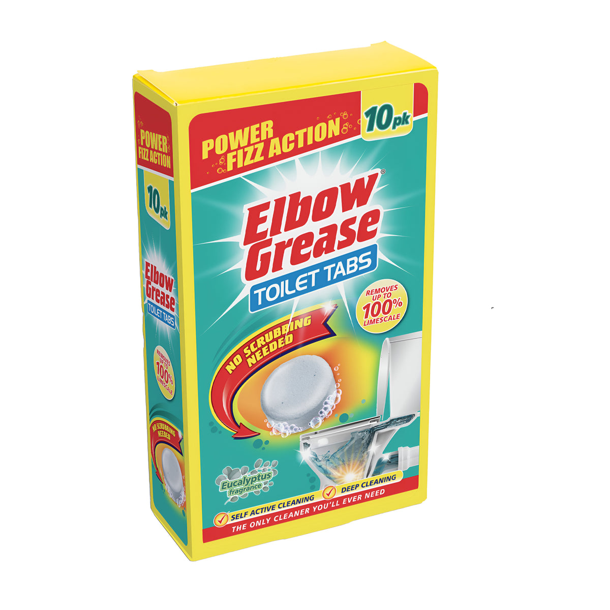 151 Elbow Grease Toilet Tabs 30g Pack of 10 EG103 | Power Fizz Action | Removes upto 100% Limescale | Eucalyptus Fragrance | Self Active Cleaning | Deep Cleaning | No Scrubbing Needed