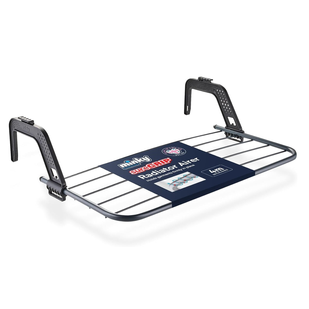 Minky Suregrip Radiator Airer Grey and Black 45cm x 16cm | 4Mtr Drying Space