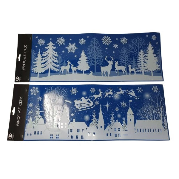 Davies Products Christmas Santa Sleigh and Reindeer Scene Window Stickers Multicoloured Pack of 2 56227 | Festive Snowflake and Winter Wonderland Decorations | Holiday Home Decor