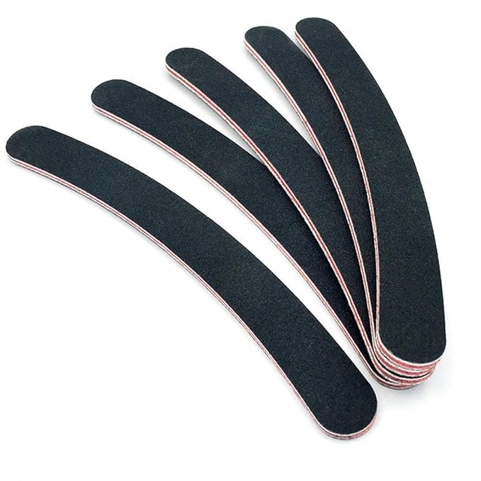 Glamour Studio Double-Sided Curved Nail Files Black Pack of 3 724045 | Professional Manicure Tool for Natural and Acrylic Nails