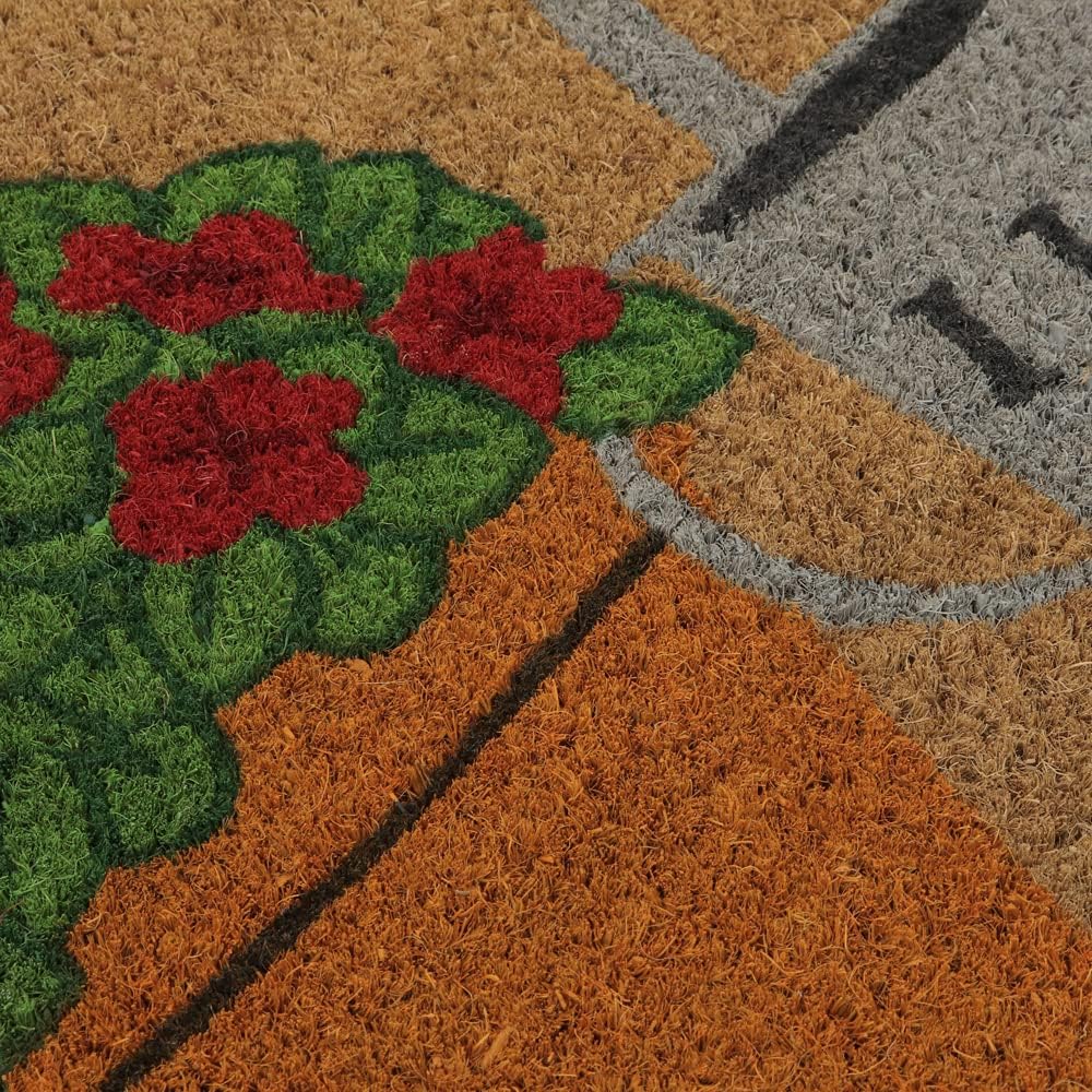 JVL Eco-Friendly Natural Coconut Fibre I Love My Garden Design Coir Doormat Multicoloured 40cm x 70cm 02-875 | Slip-Resistant Latex Backing | Durable Indoor and Outdoor Entrance Mat | Withstands All Weather | Mechanically Twisted Coir for Less Shedding