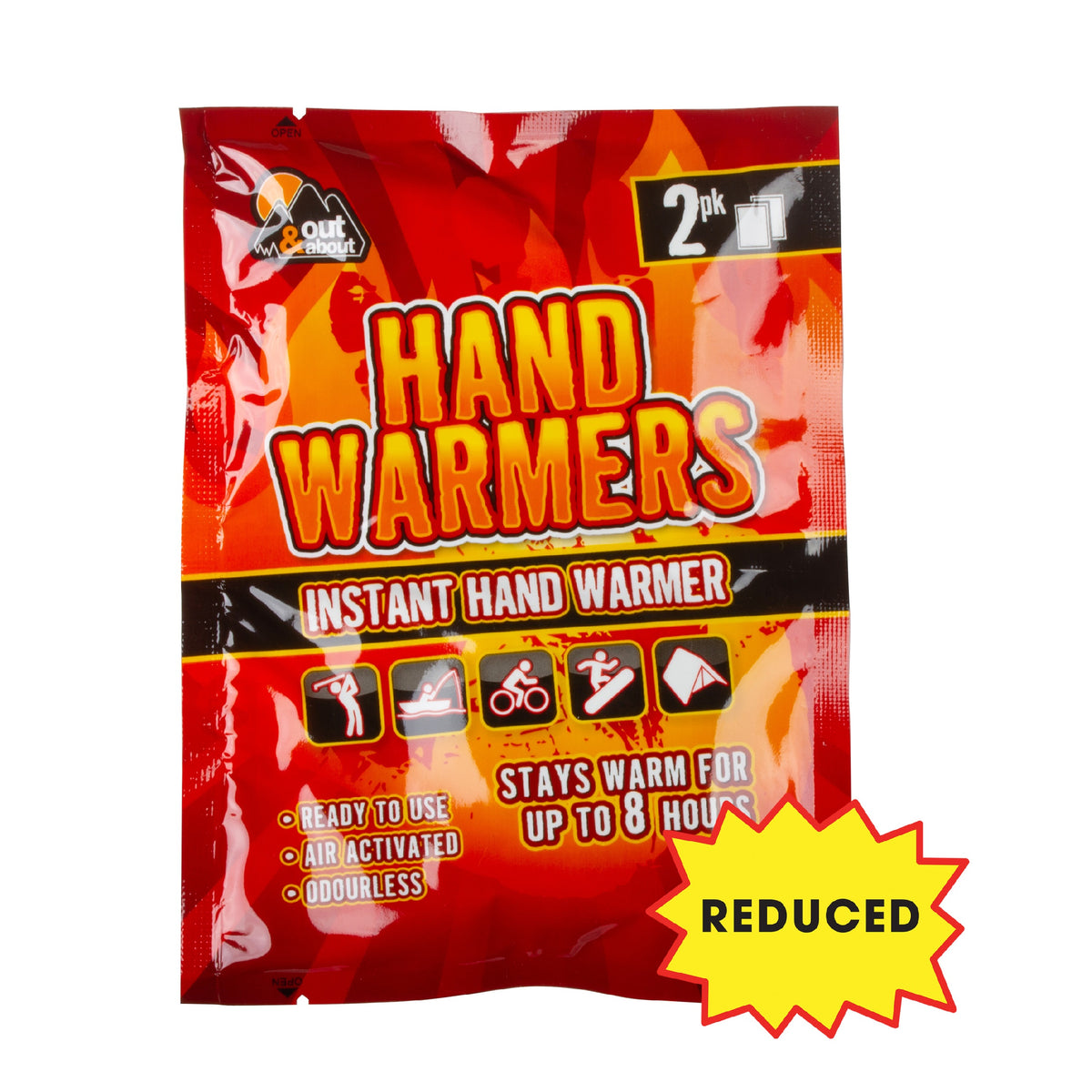 151 Out and About Hand Warmers CS Pack of 2 OAA002-CS-MO | Instant Hand Warmers | Ready to Use | Air Activated | Odourless | Stays Warm for upto 8 Hours