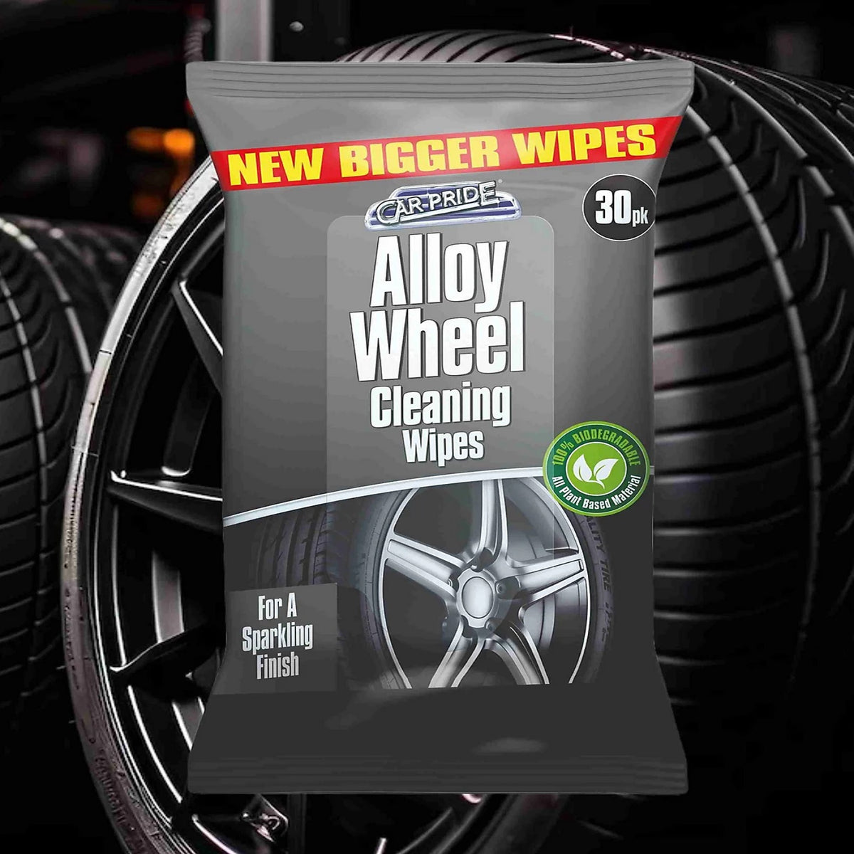 151 Carpride Alloy Wheel Cleaning Biodegradable Wipes Pack of 30 CP1192 | For a Sparkling Finish | Plant Based Material | 100% Biodegradable | New Bigger Wipes