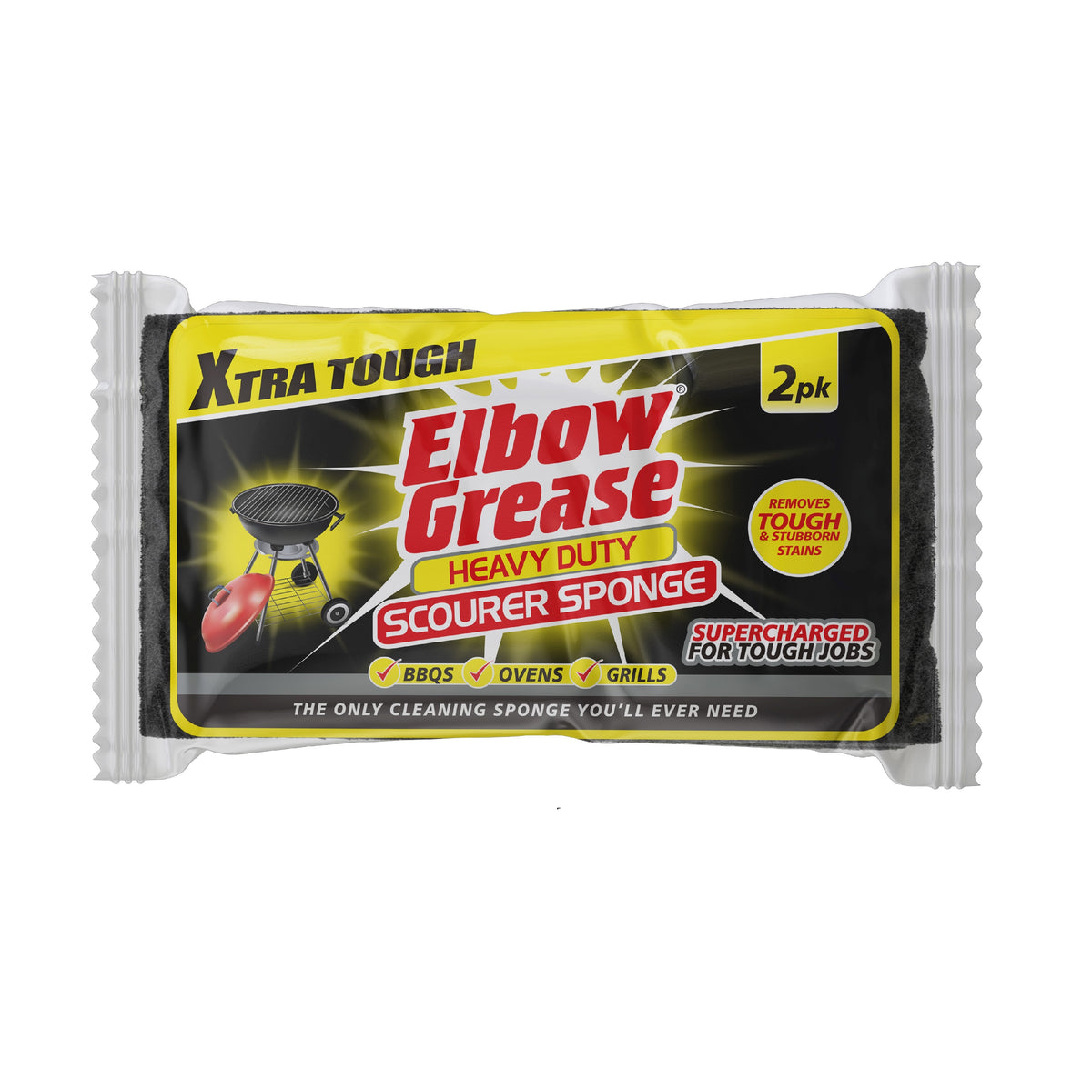 151 Elbow Grease Heavy Duty Scourer Sponge Multicolour Pack of 2 EG193 | Xtra Tough | Removes Tough and Stubborn Stains | Supercharged for Tough Jobs | BBQs - Ovens - Grills