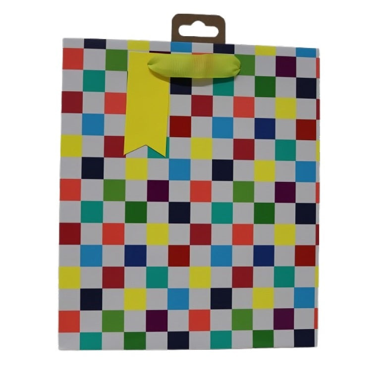 Eurowrap Checkerboard Gift Bag Multicoloured Medium 215mm x 253mm x 102mm Pack of 6 35519-3C