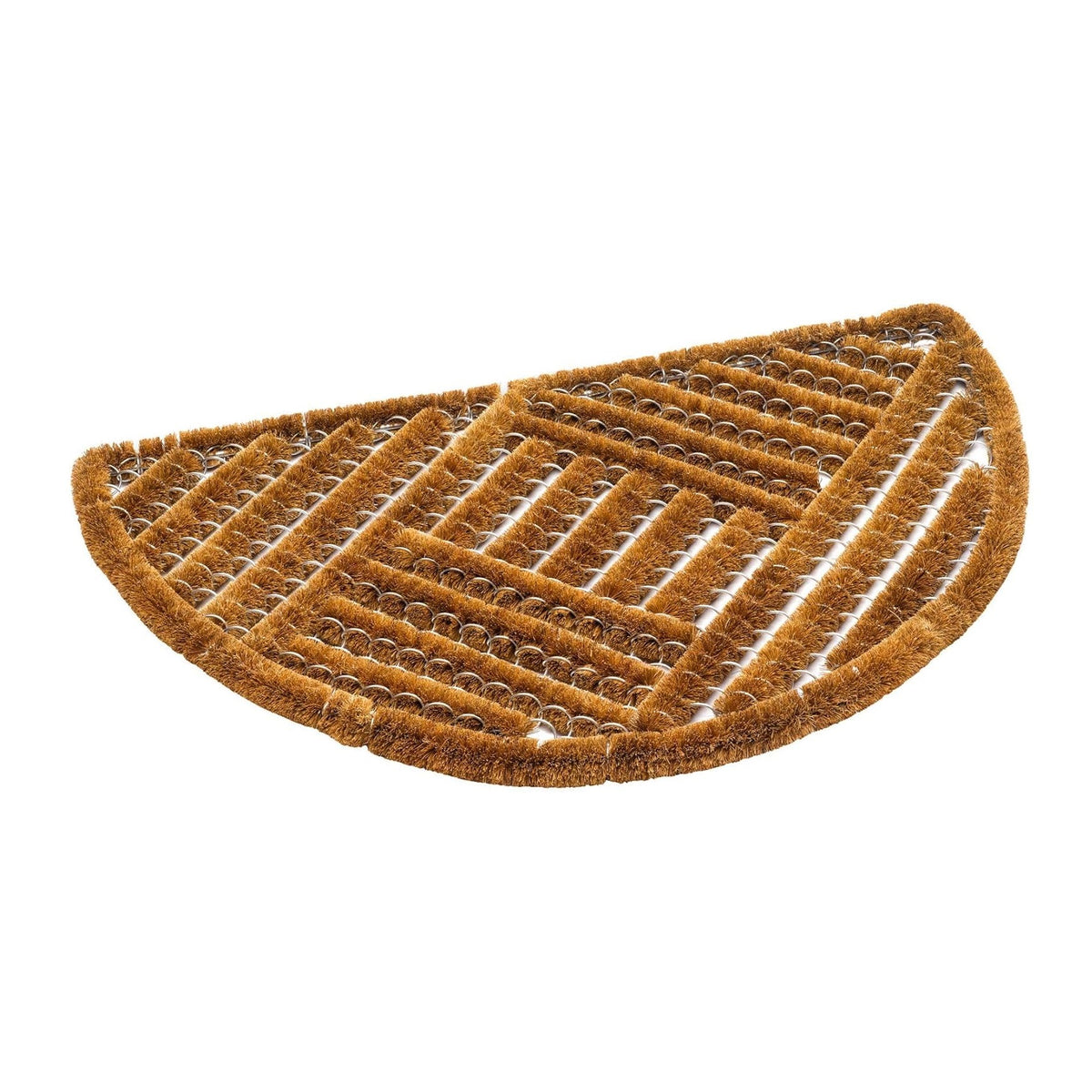 Likewise Grimebuster XL Half Moon Wire and Coir Bristle Fibres Scraper Doormat Brown 75cm x 45cm | Heavy Duty Entrance Mat for Home | Slip-resistant