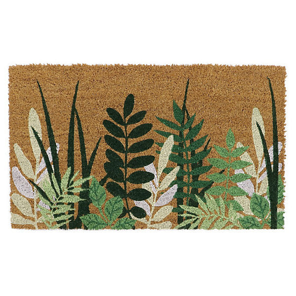 JVL Eco-Friendly Natural Coconut Fibre Tropical Leaf Design Coir Doormat Multicoloured 45cm x 75cm 02-881 | Slip-Resistant Latex Backing | Durable Indoor and Outdoor Entrance Mat | For Doorways-Patios and Greenhouses | Withstands All Weather | Mechanically Twisted Coir for Less Shedding