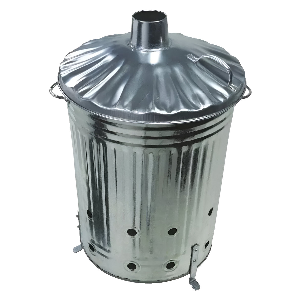 Incinerator Tapered Galvanised Bin Silver 18-Inch