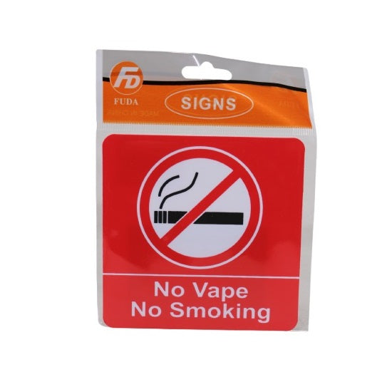 Fuda No Vape No Smoking Sign Red and White 9051 | Safety Notice Sticker for Indoor and Outdoor Use | Ideal for Offices-Restaurants-Public Spaces and Businesses
