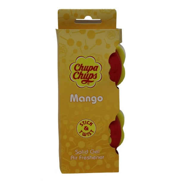 Chupa Chups Mango Solid Gel Air Freshener Red and Yellow Pack of 2 45711 | Stick and Twist | Long-Lasting Sweet Fragrance | Ideal for Home-Office and Car Odor Elimination