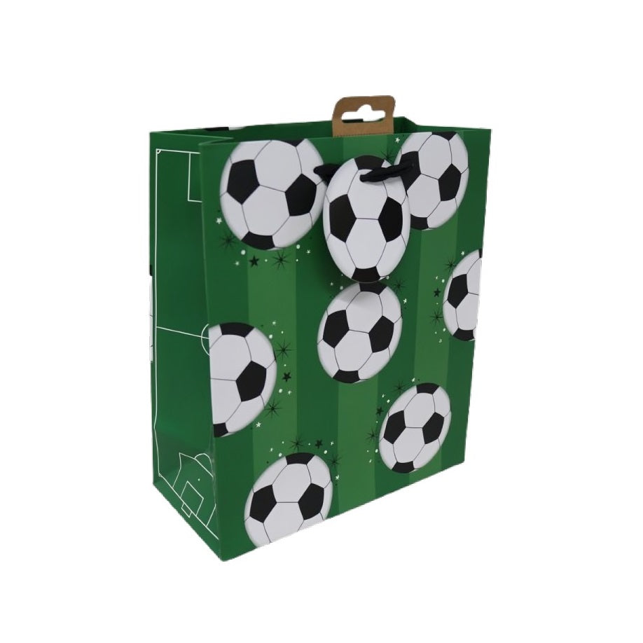 Eurowrap Footy Gift Bag Green Medium 215mm x 253mm x 102mm Pack of 6 35440-3C