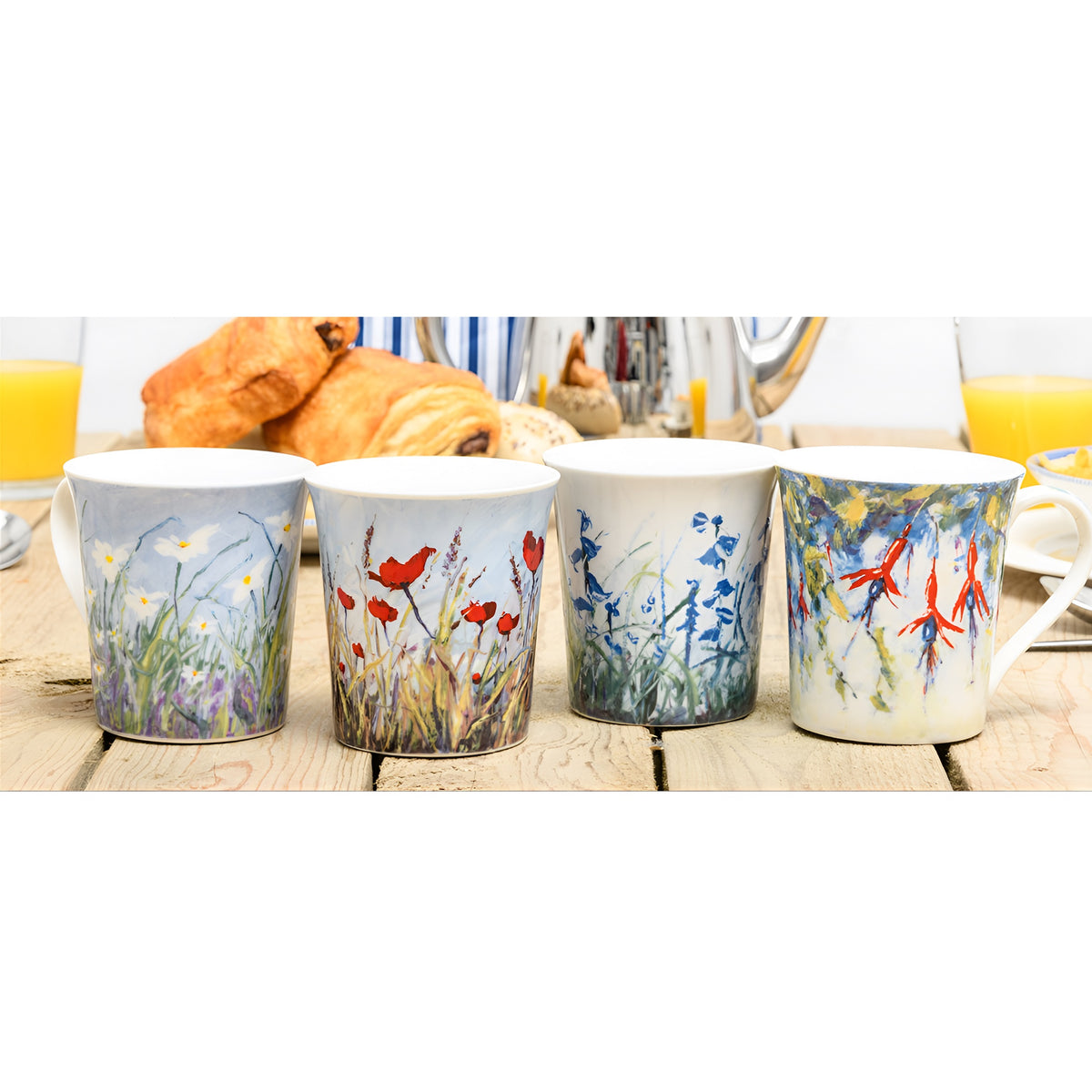 Dunlevy Wildflower Mug Assorted 13oz Pack of 1 DE8820 | Dishwasher Safe | Microwave Safe