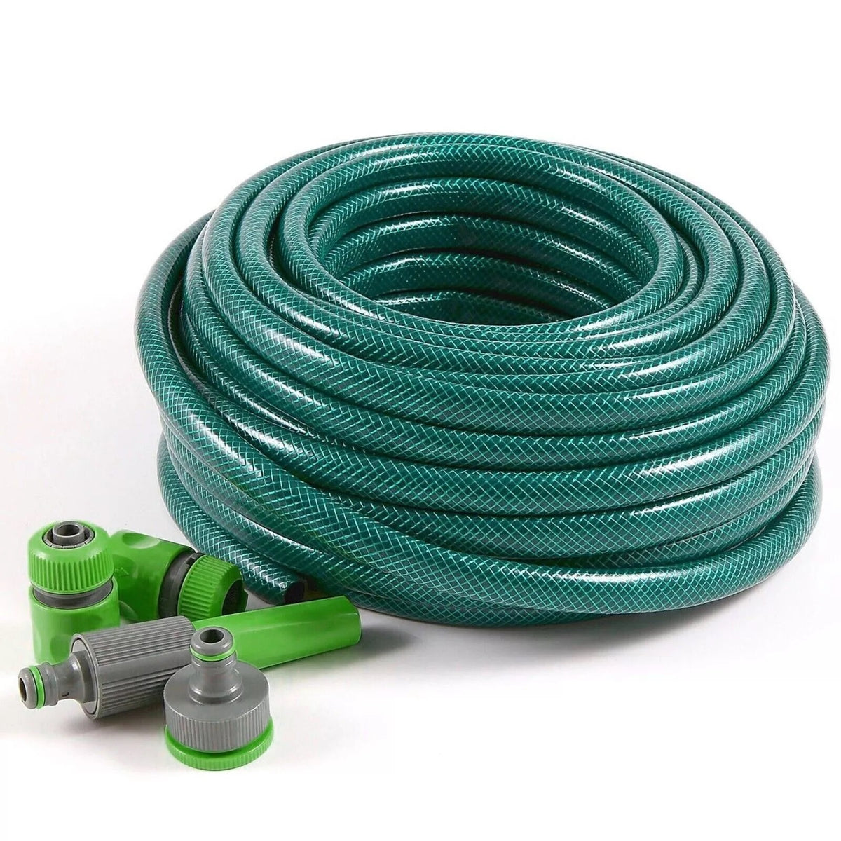 Kingfisher Reinforced Garden Hose and Spray Nozzle Set Green 30Mtr