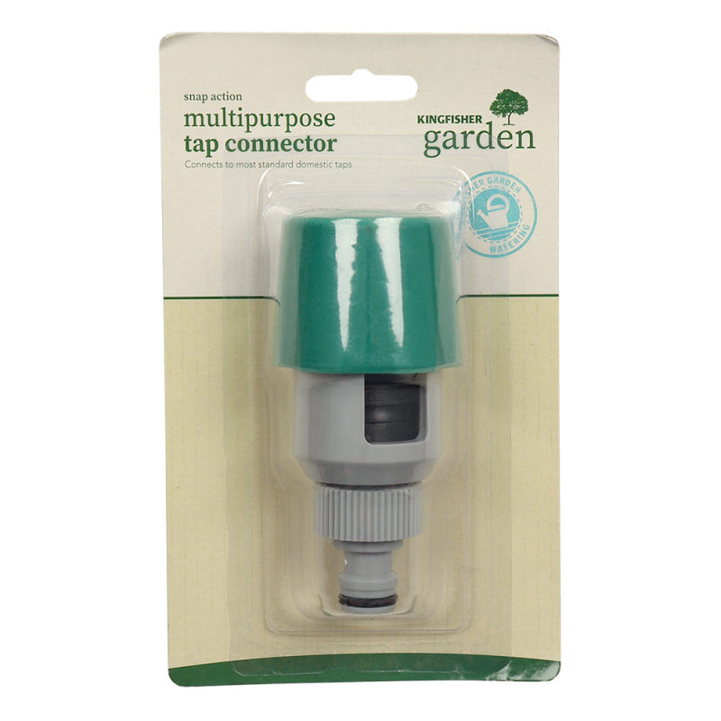 Kingfisher Durable Plastic Snap Action Multipurpose Tap Connector Grey and Green 622SNCP | Connects to Most Standard Domestic Taps