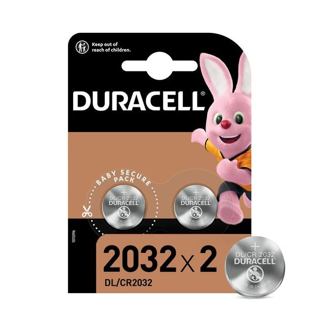 Duracell Lithium Coin Battery 3V Chrome Pack of 2 CR2032| Long-Lasting Power | For Key Fobs-Watches and Small Electronics