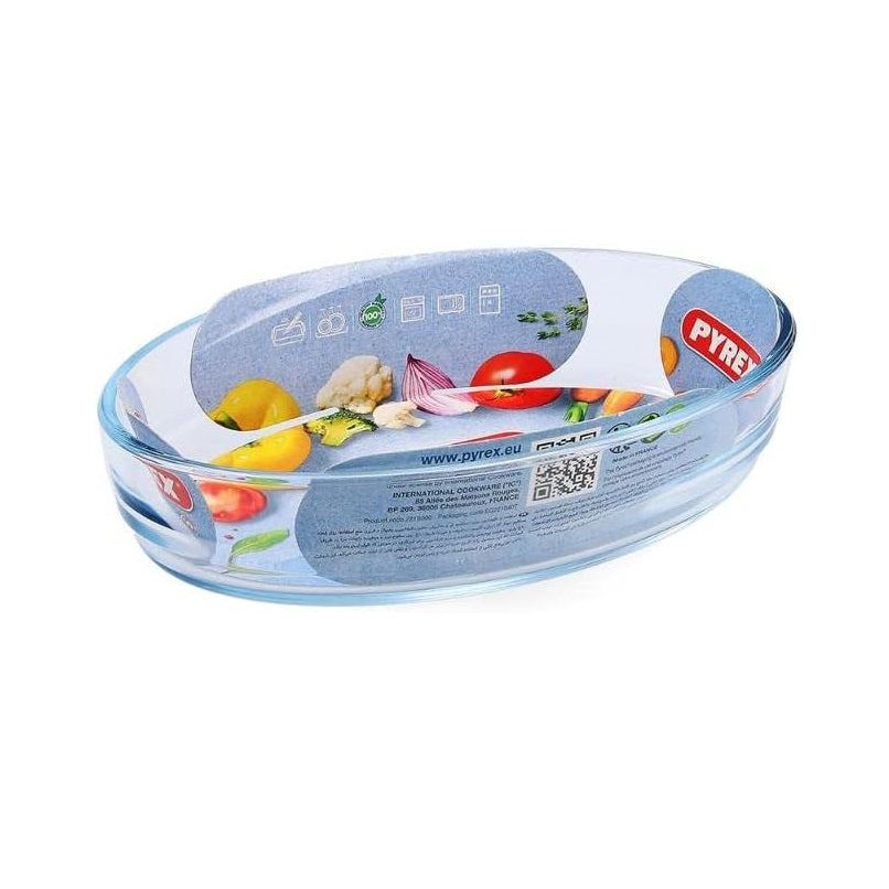 Pyrex Multipurpose Oval Glass Roaster Dish Clear 13cm x 21cm 221B000 | Heat-Resistant | Borosilicate Glass | Baking Dish | Microwave-Freezer and Dishwasher Safe