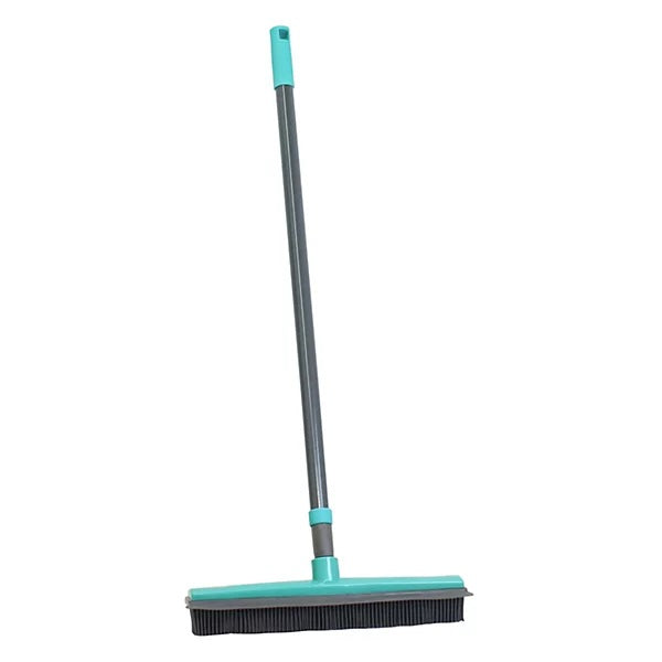 Jvl Multipurpose Indoor Extendable Rubber Bristle Broom with Squeegee Grey 84cm x 24cm x 26cm 20060GY | Broom Extending to 120cm Approx | Pet Hair Remover | Cleaning Brush for Carpets | For Tiles and Hard Floors