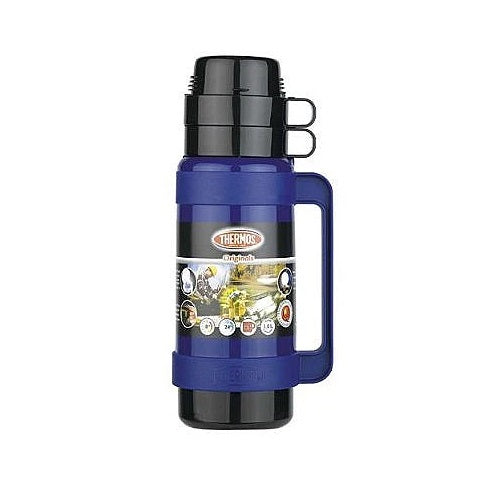 Thermos Originals Mondial Flask with Handle and Cup Lid Assorted Colours 1Ltr 48022 | Durable Insulated Bottle for Hot and Cold Drinks | Outdoor and Travel Thermos | 24Hr Temperature Retention