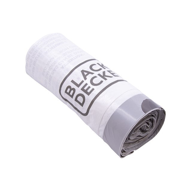 Black+Decker Drawstring Bin Liners White 30Ltr Pack of 20 BB00030E | Strong and Durable Trash Bags | Easy-Tie Drawstring Closure | Fits Most Bin Shapes | Tear-Resistant Garbage Bags for Home and Office