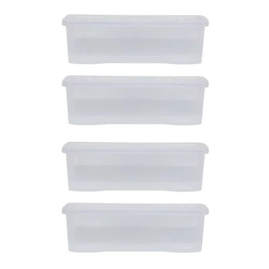 Whitefurze Crystal Plastic CD Box with Lid Clear Pack of 4 11320 | Stackable and Versatile Organizers | For Kitchen-Pantry and Office | Durable and BPA-Free Storage Containers