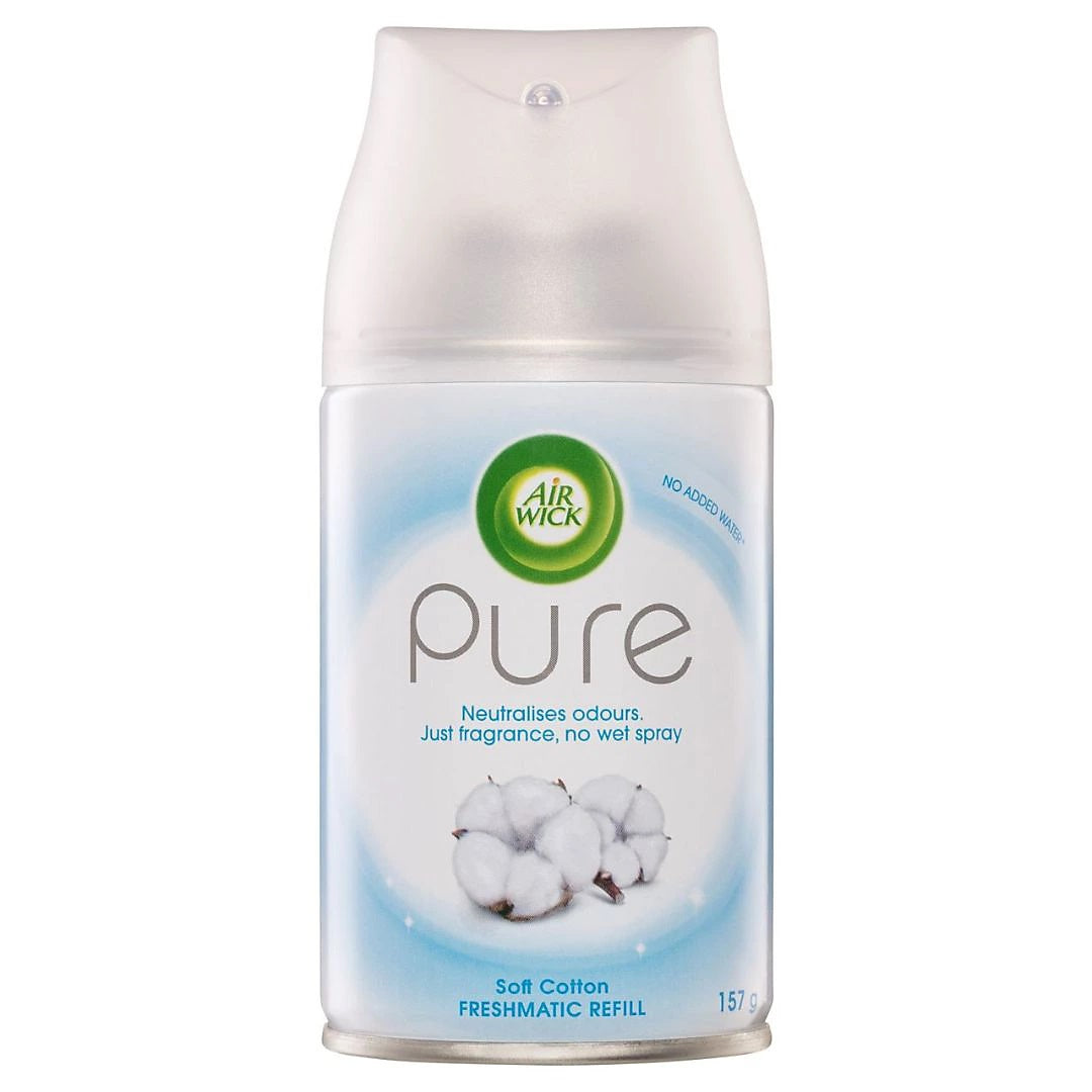 Air Wick Soft Cotton Pure Freshmatic Air Freshener Refill Clear 250ml 50005877 | Neutralises Odours | Just Fragrance No Wet Spray
