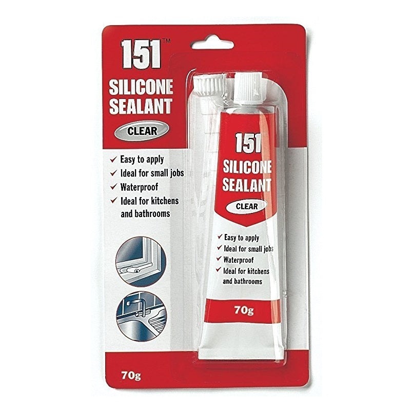 151 Clear Silicone Sealant Clear 70g DY1002 | Waterproof | Easy to Apply | Ideal for Kitchens-Bathrooms and Small Repairs