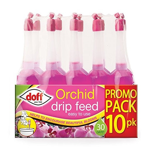 Doff Orchid Drip Feed Pink Pack of 10 DP1014 | Easy-to-Use | Liquid Plant Food | Encourages Healthy Growth and Beautiful Blooms | Ideal for Indoor and Outdoor Orchids