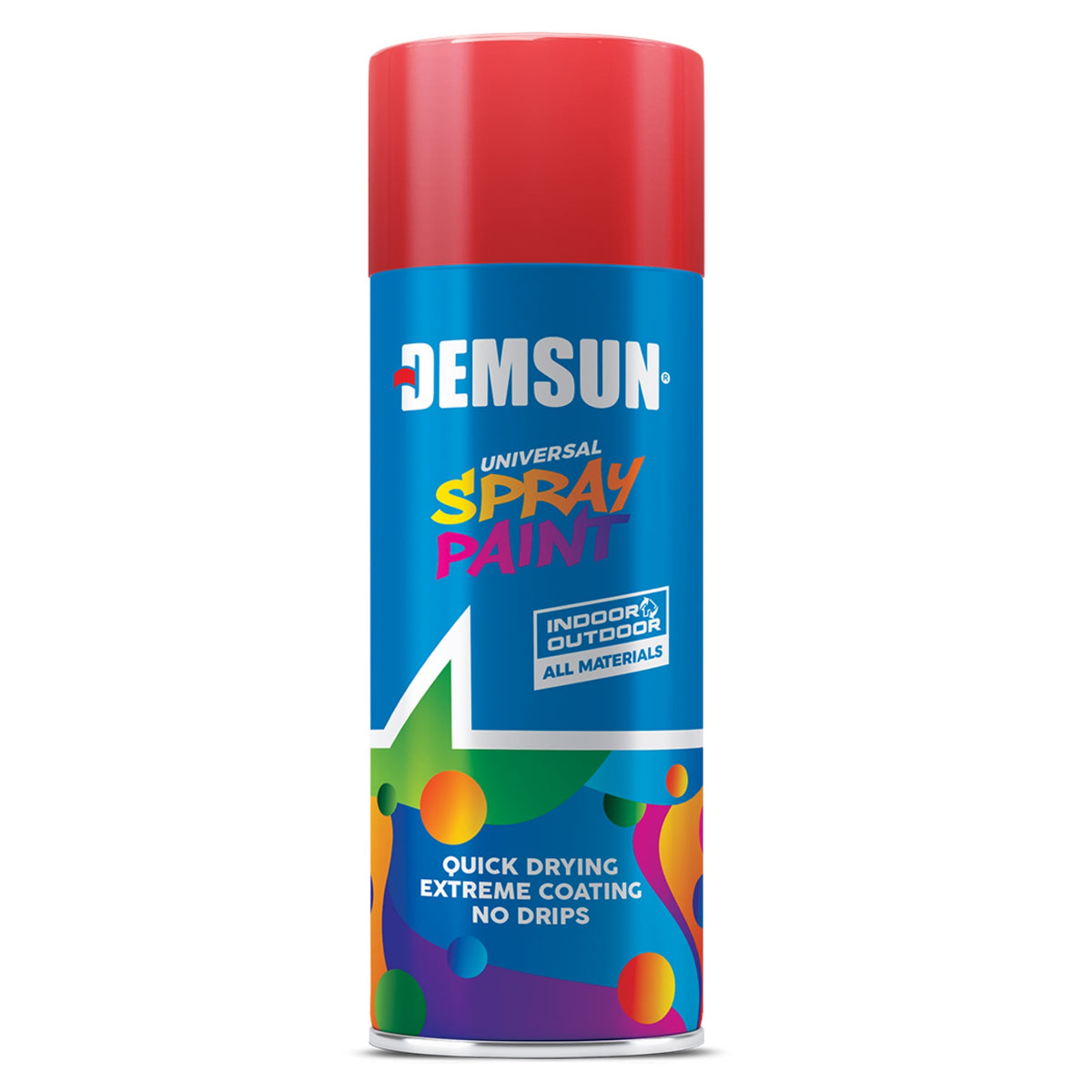 Demsun Universal Spray Paint Red 200ml DS07107 | Quick Drying | Extreme Coating | No Drips | Indoor and Outdoor All Materials