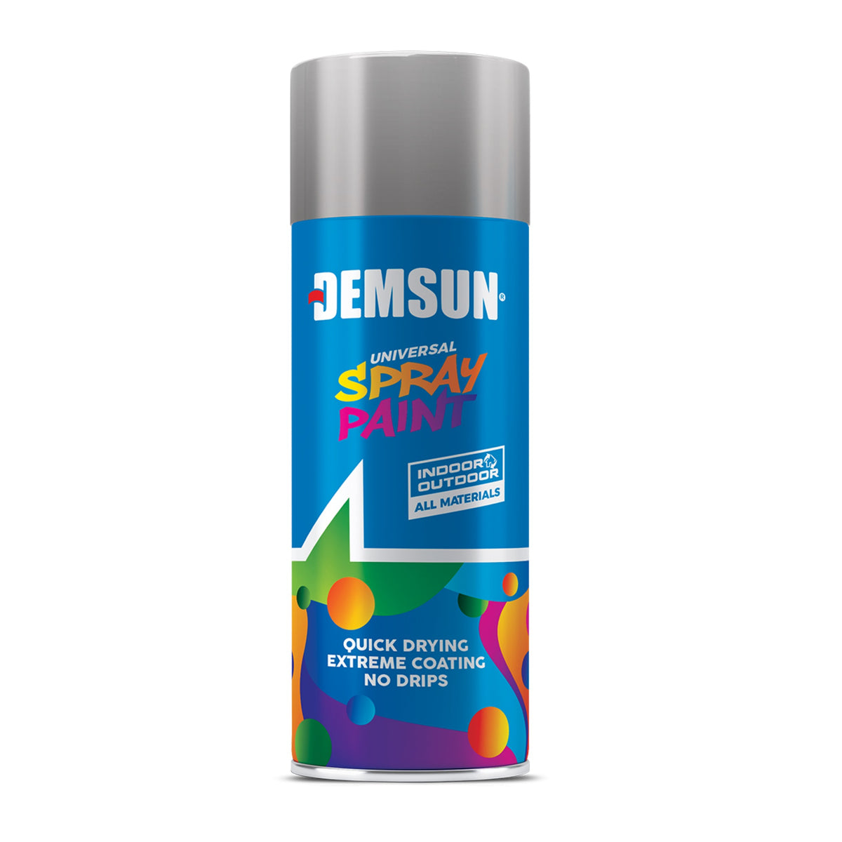 Demsun Universal Spray Paint Silver 200ml DS07116 | Quick Drying | Extreme Coating | No Drips | Indoor and Outdoor All Materials