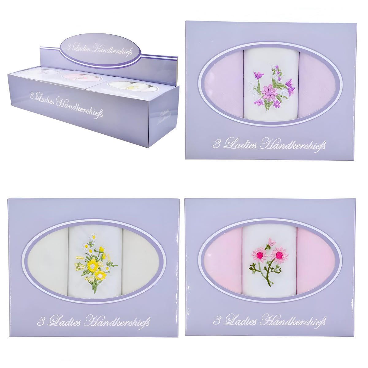 Anucci Ladies Handkerchiefs Assorted Pack of 3 42014