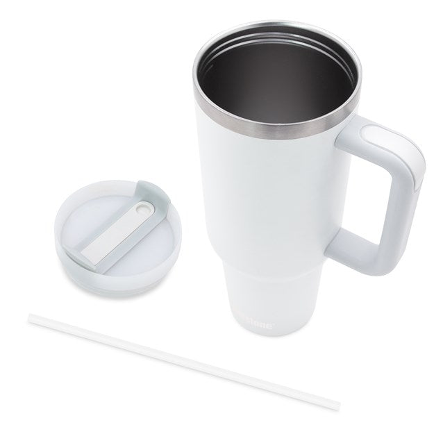 Milestone Camping Stainless Steel Tumbler with Straw and Lid White 40oz 52159 | Double Walled | Dual Drinking