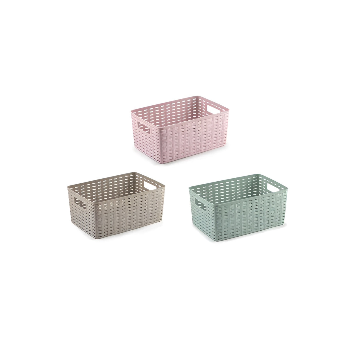 PlasticForte Rattan Basket No.3 Assorted Colours 10Ltr 24cm x 33.5cm x 16cm Pack of 1 122221A