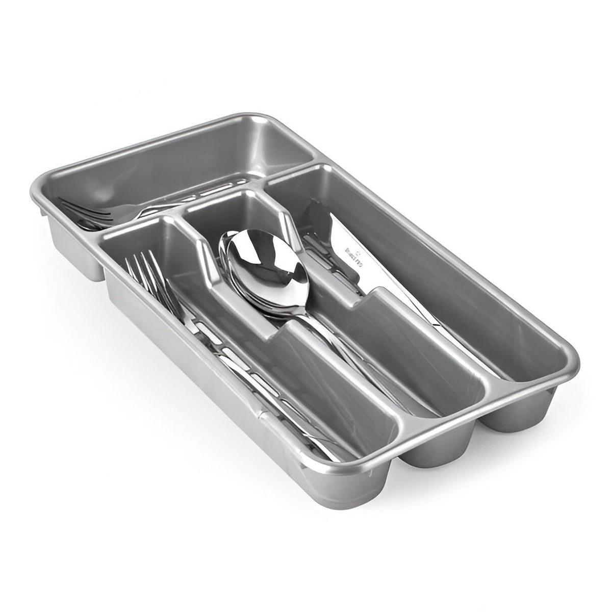 PlasticForte Classic Tier Cutlery Tray Silver Small 33cm x 17.5cm x 4.3cm 1182312