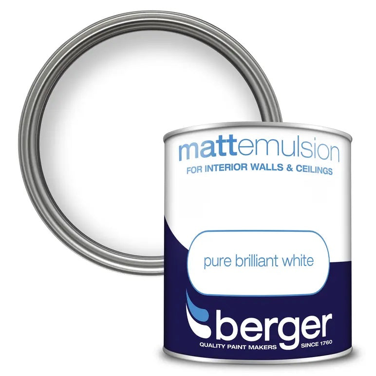 Berger Matt Emulsion Pure Brilliant White 1Ltr 5020264