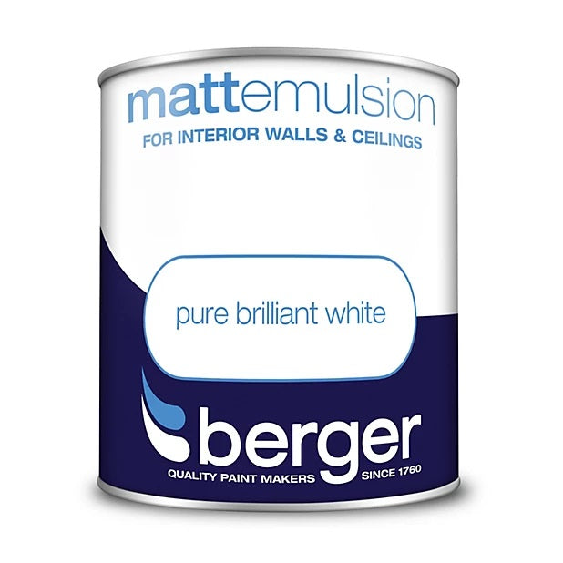 Berger Matt Emulsion Pure Brilliant White 1Ltr 5020264