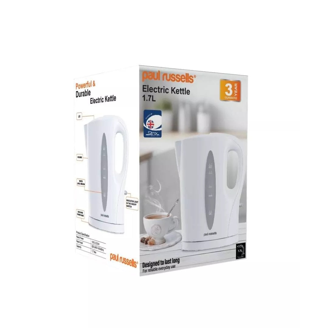 Paul Russells Electric Kettle White 1.7Ltr 15635 | Powerful | Durable