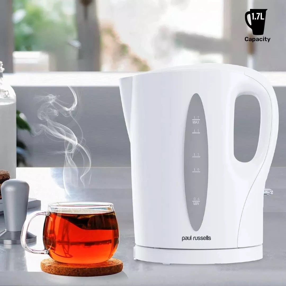 Paul Russells Electric Kettle White 1.7Ltr 15635 | Powerful | Durable