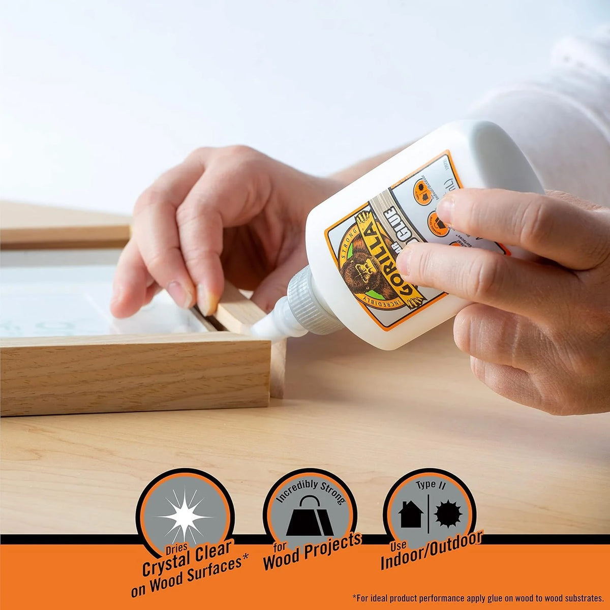 Gorilla Wood Glue White 118ml 5044401 | D3 Water Resistance | Indoor and Outdoor | Anti - Clog Applicator