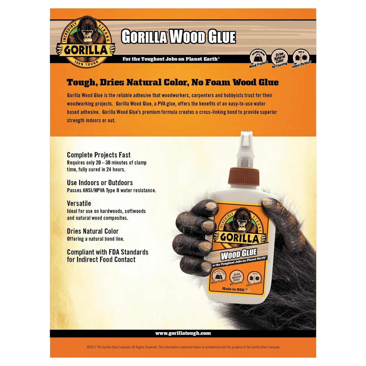 Gorilla Wood Glue White 118ml 5044401 | D3 Water Resistance | Indoor and Outdoor | Anti - Clog Applicator