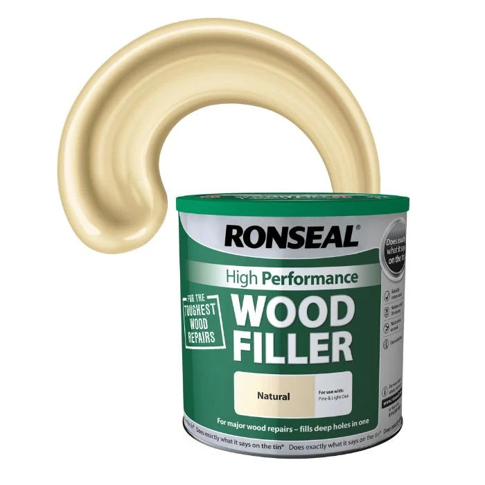 Ronseal High Performance Wood Filler Natural 550g 36095 | For Major Wood Repairs | Fills Deep Holes in One
